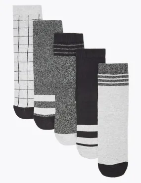 5 Pack of Cotton Rich Monochrome Socks