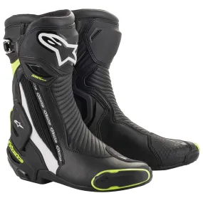 Alpinestars SMX Plus v2 Motorcycle Racing Boots Black White Yellow Fluo