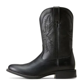 'Ariat' Men's 10" Sport Stratten Western Round Toe - Black Deertan