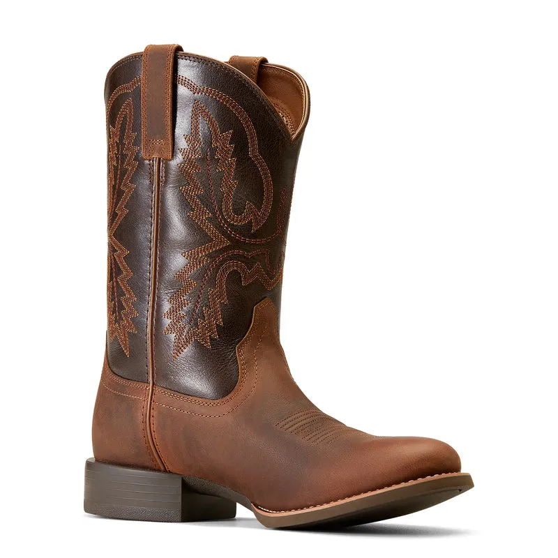 'Ariat' Men's 11" Sport Stratten Western Round Toe - Sorrel Crunch / Bitter Brown