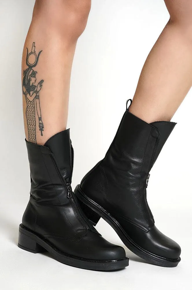 Art Leather Zip Boots [Last size 6, 10]