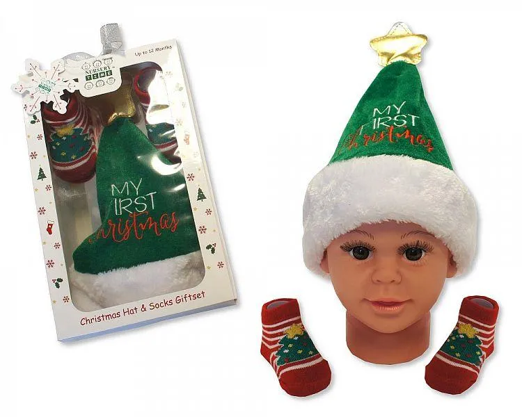 Baby Boys Hat and Socks Gift Set - My First Christmas - (GP-25-0842)