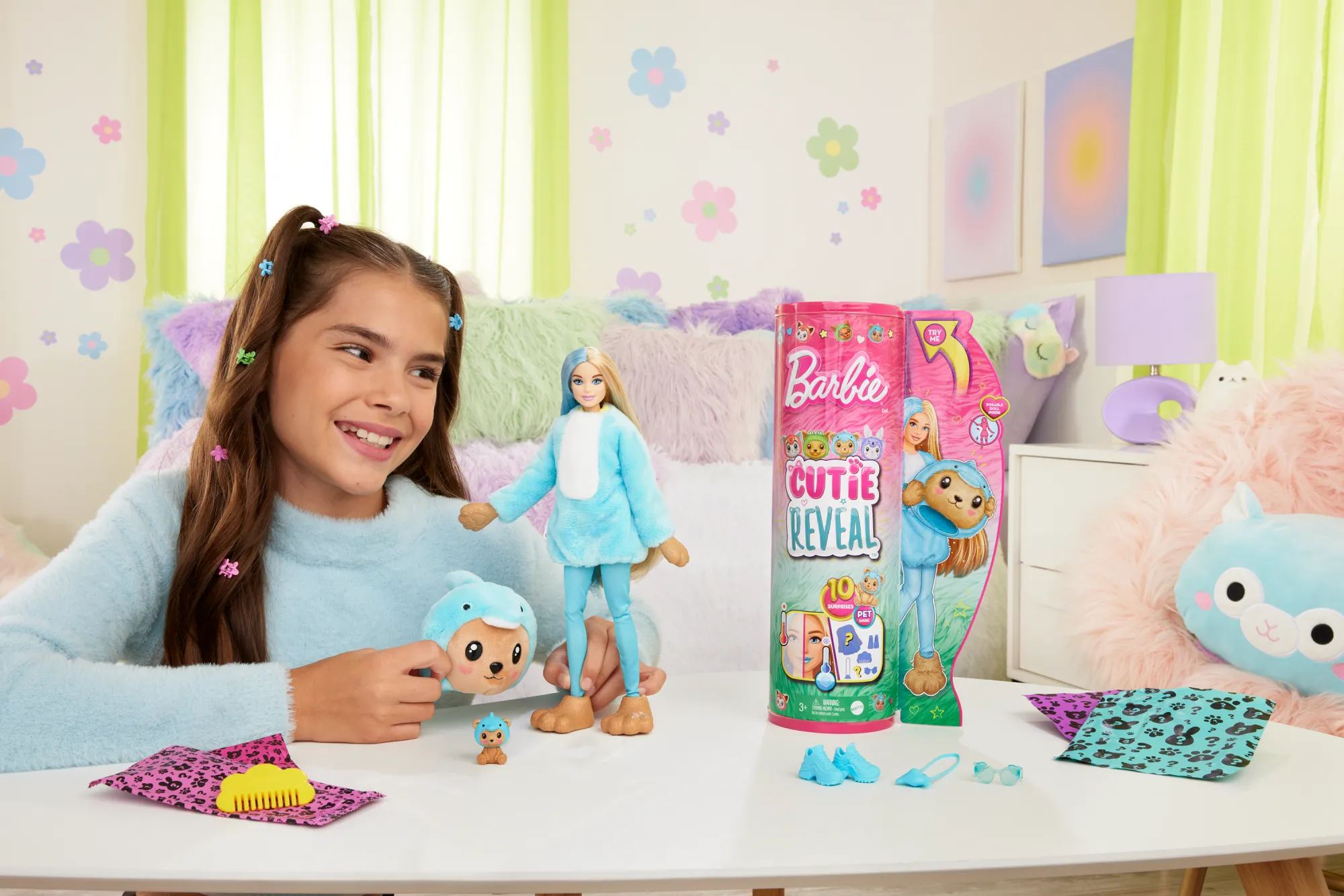 Barbie Cutie Reveal Costume-Themed Series Doll & Accessories With 10 Surprises, Teddy Bear As Dolphin