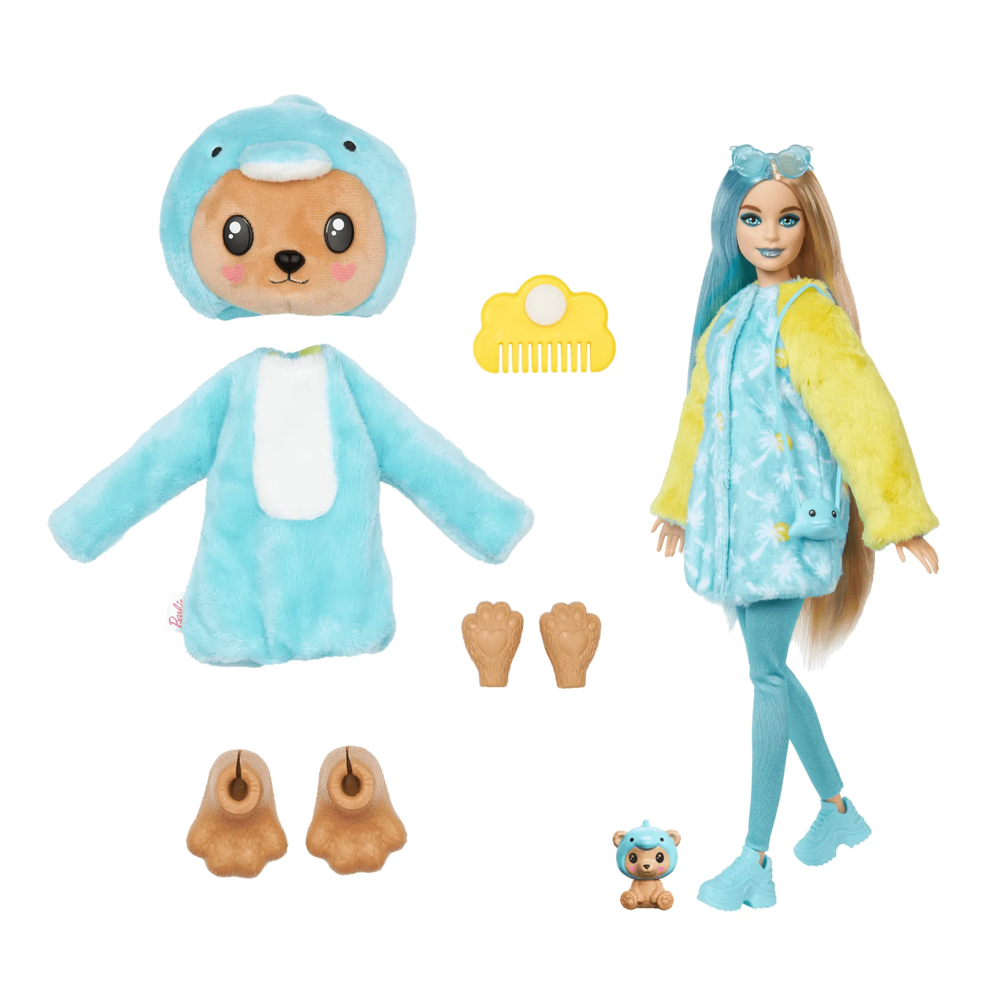 Barbie Cutie Reveal Costume-Themed Series Doll & Accessories With 10 Surprises, Teddy Bear As Dolphin