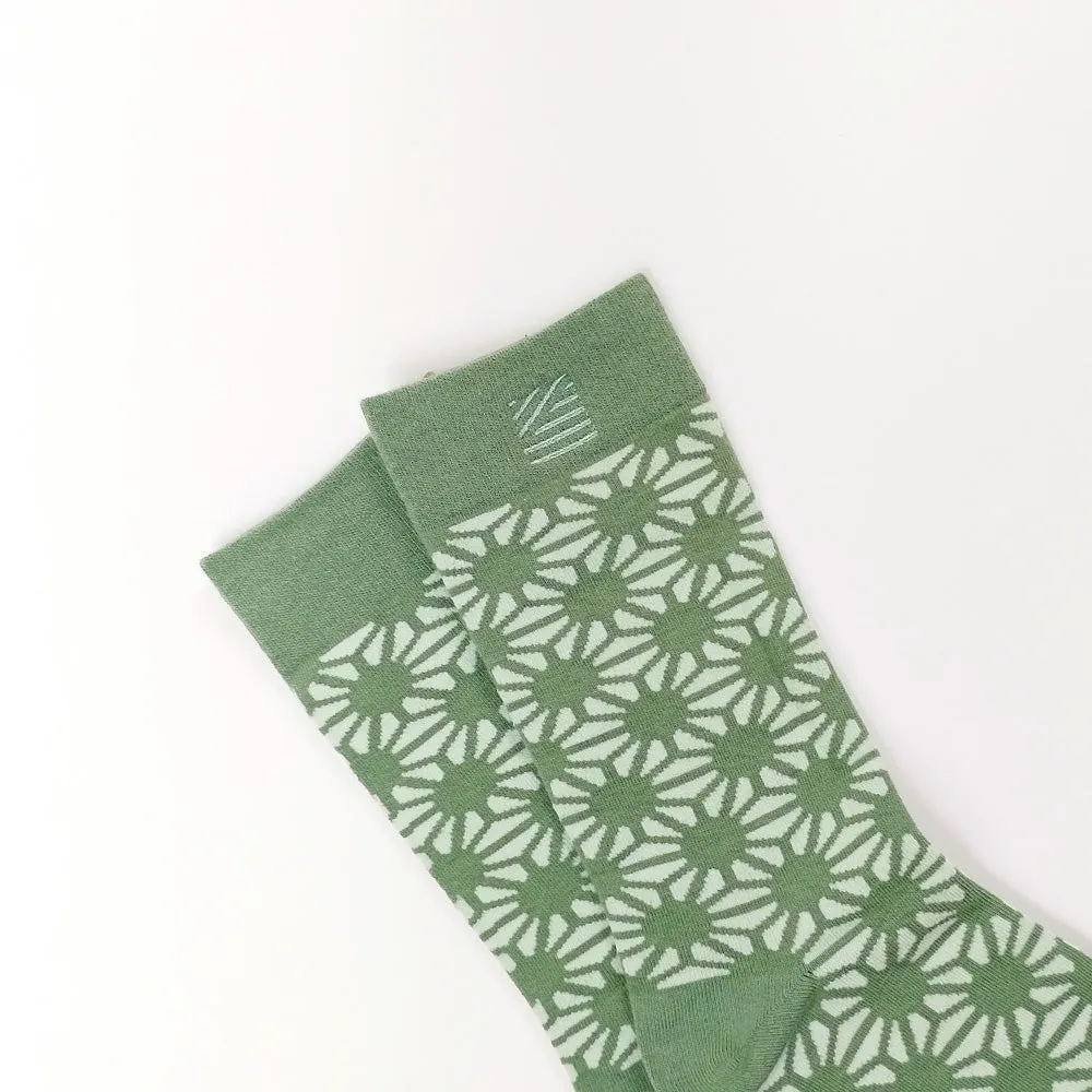 Batik-Inspired Unisex Socks - Sage Firework