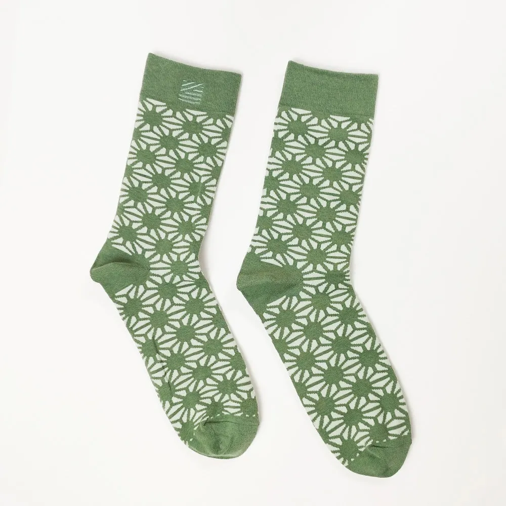 Batik-Inspired Unisex Socks - Sage Firework