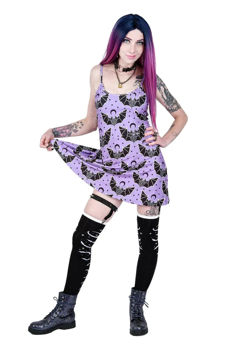 Bats and Stars Thigh High Garter Socks