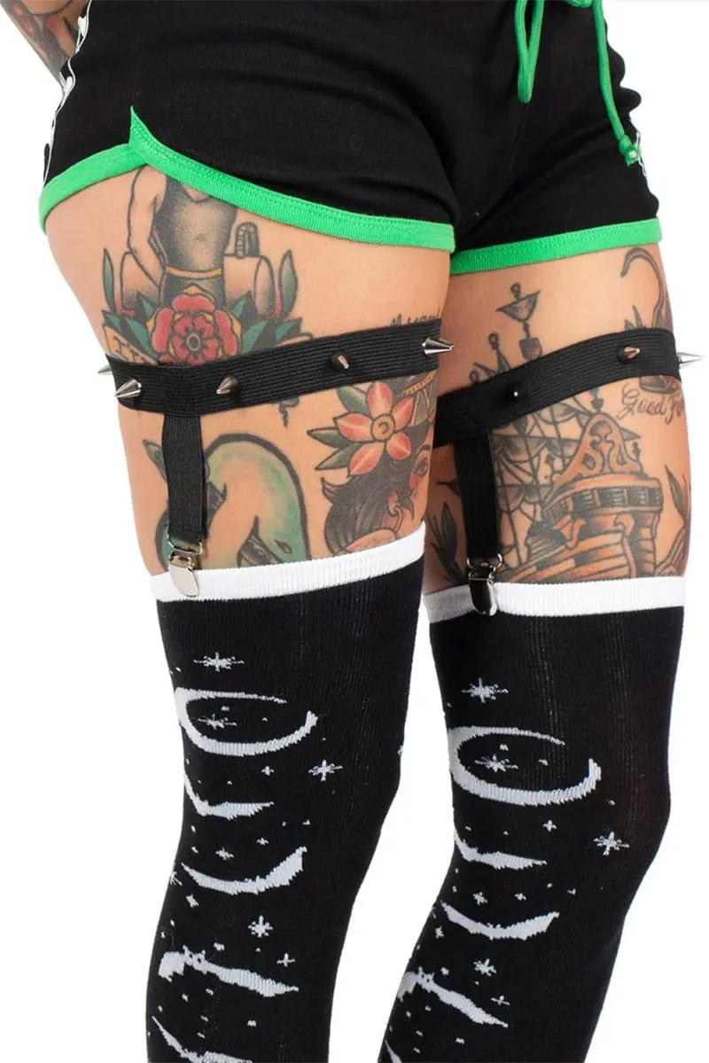 Bats and Stars Thigh High Garter Socks