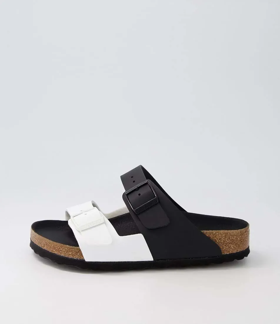 Birkenstock Birko-Flor Narrow Arizona Split in Black and White