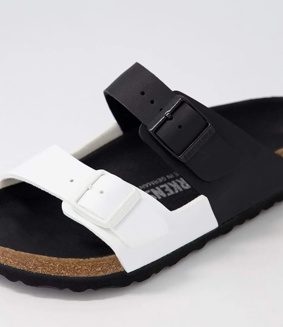 Birkenstock Birko-Flor Narrow Arizona Split in Black and White