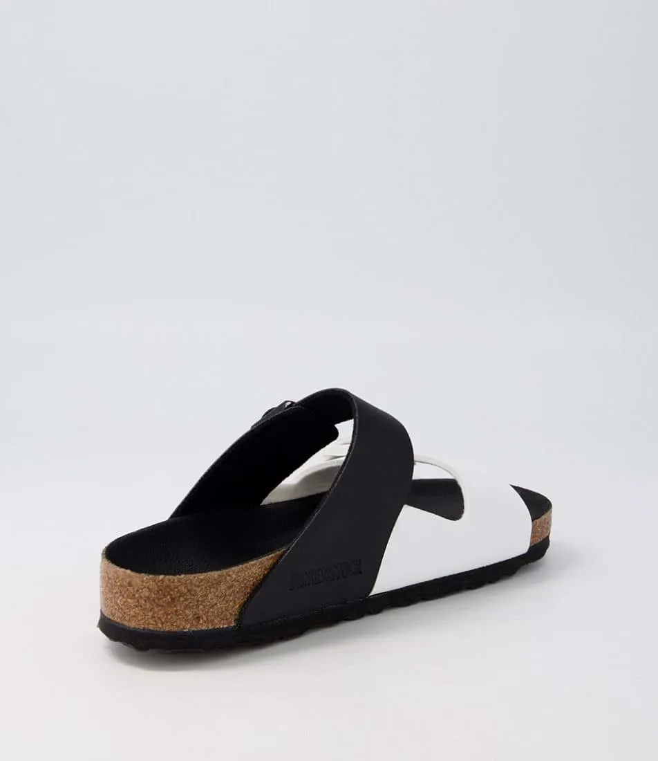 Birkenstock Birko-Flor Narrow Arizona Split in Black and White