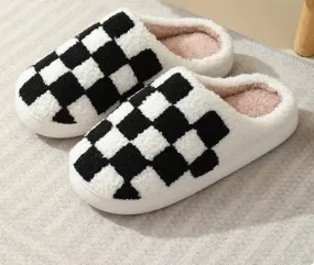 Black & White Checkered Slippers