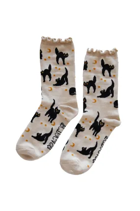 Black Cat Ruffle Socks