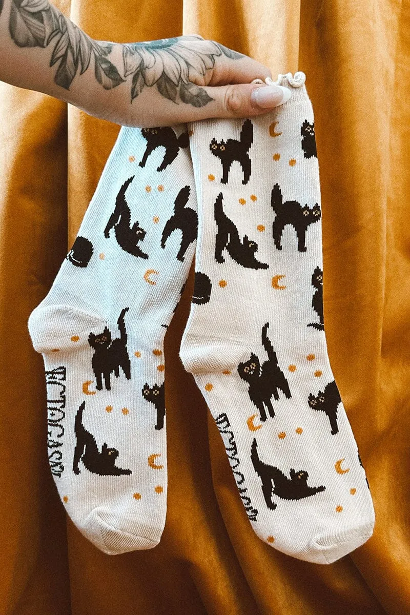 Black Cat Ruffle Socks