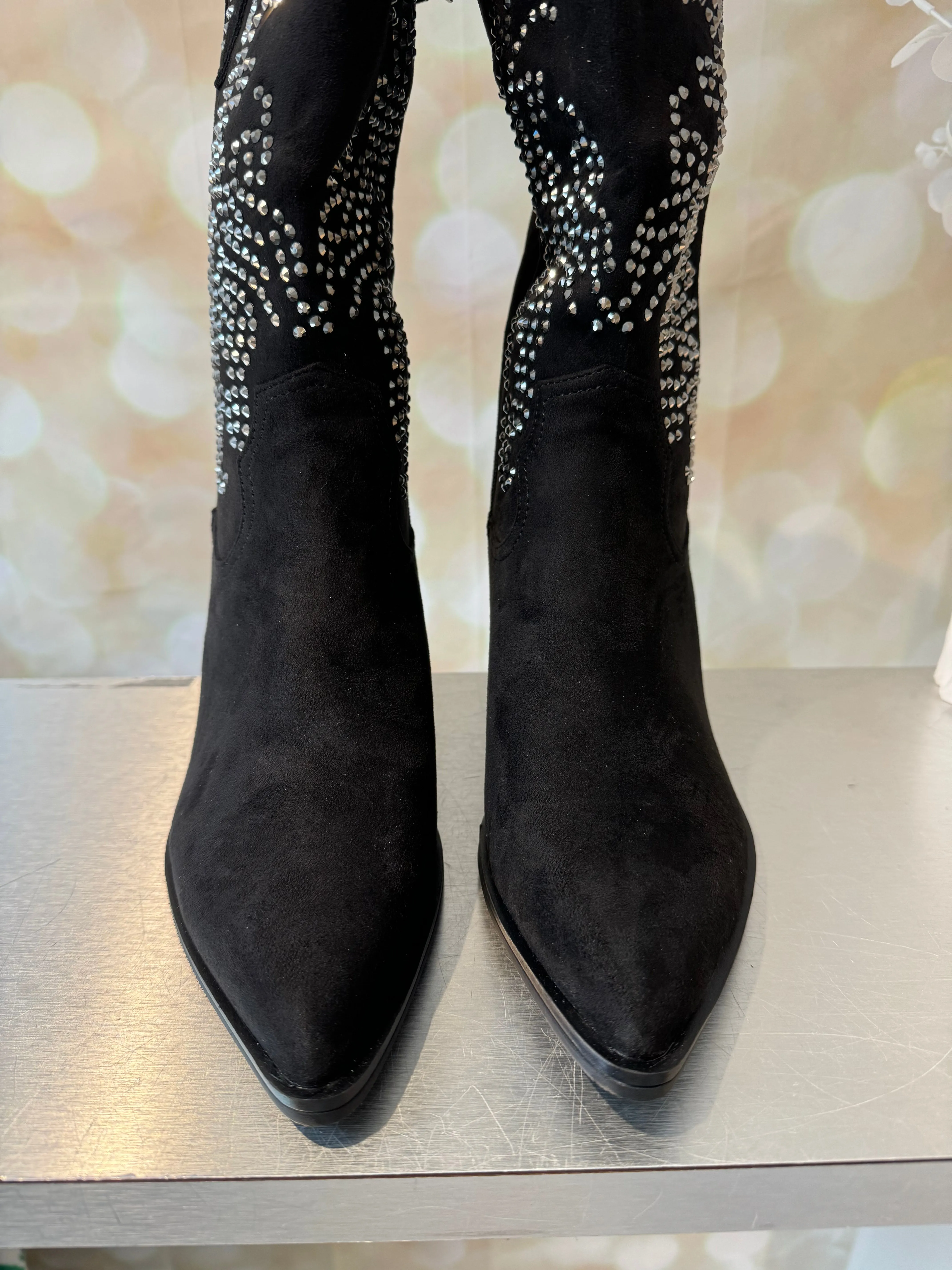 Calf length Diamante Cowgirl Boots