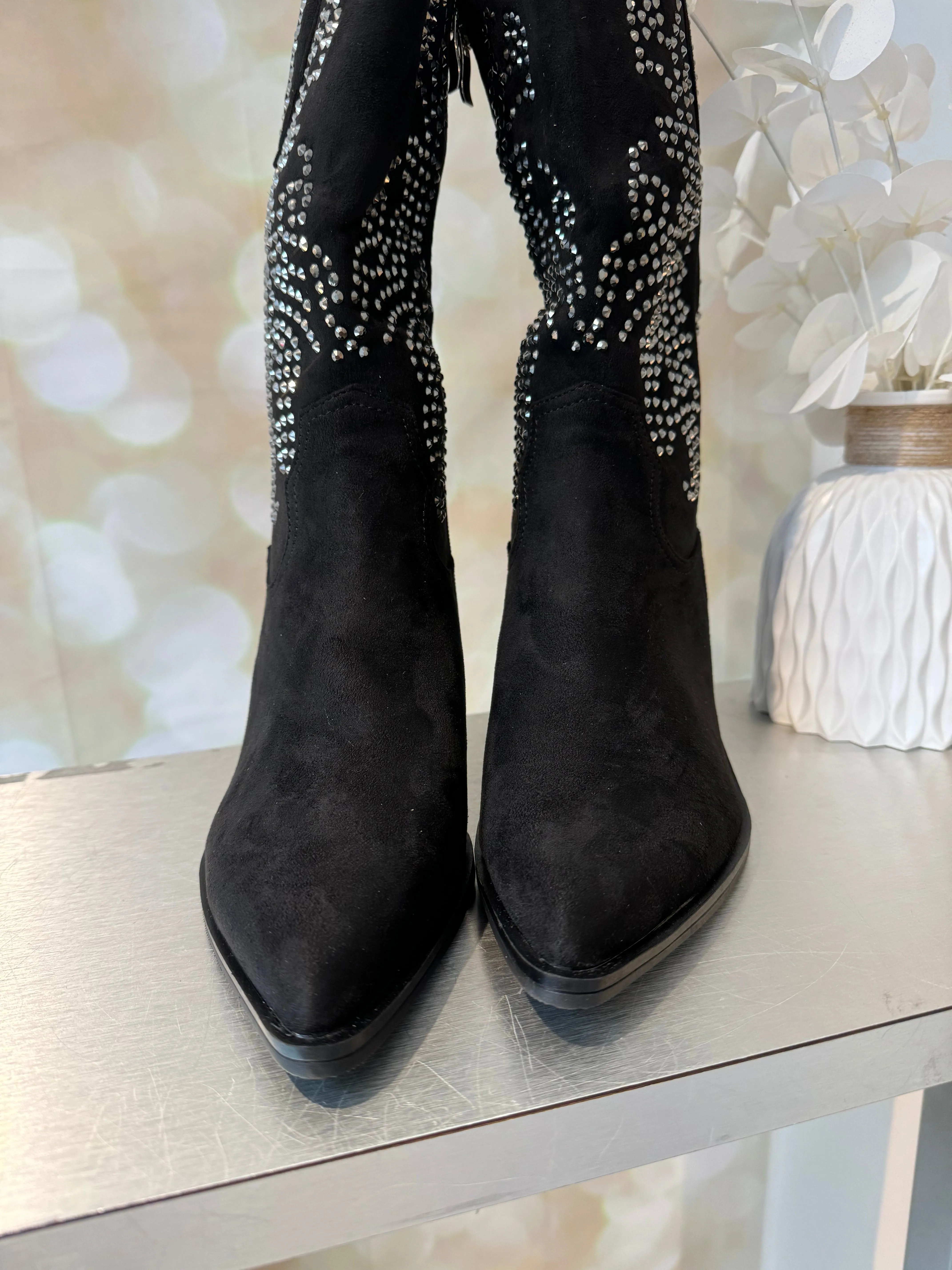 Calf length Diamante Cowgirl Boots