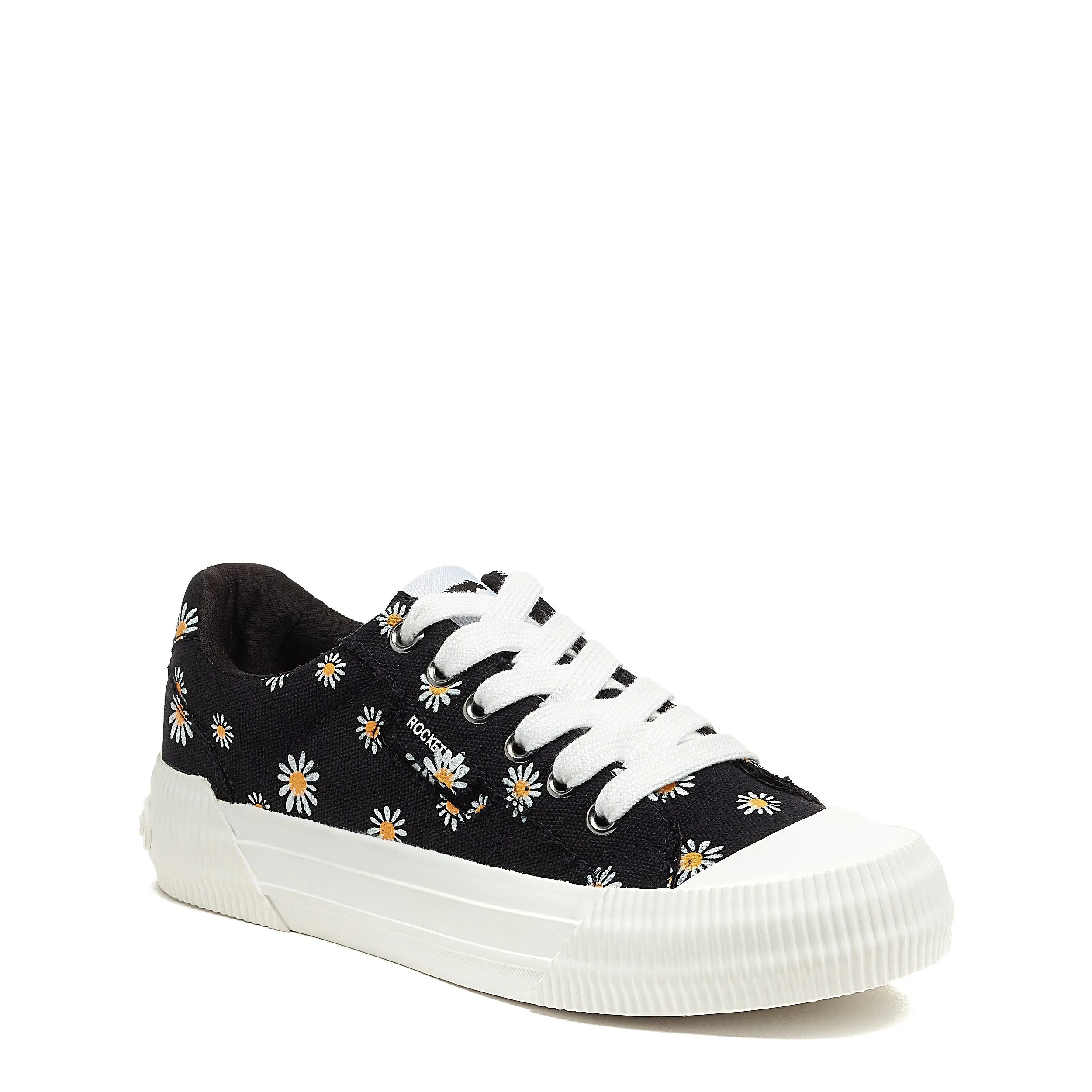 Cheery Daisy Print Black Sneaker