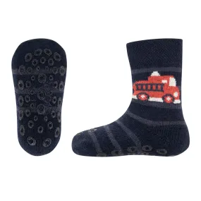 Ewers Navy Fire Truck Anti Slip Socks 深藍色消防車粒粒防滑襪