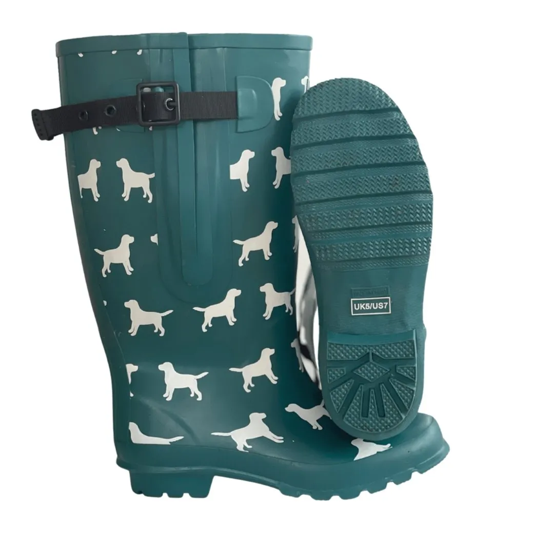 Extra Wide Calf Teal Dog Wellies - Fit 40-57cm calf - Wide in Foot and Ankle