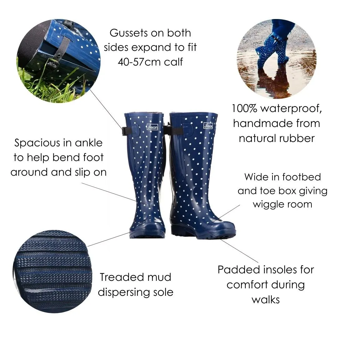 Extra Wide Calf Teal Dog Wellies - Fit 40-57cm calf - Wide in Foot and Ankle