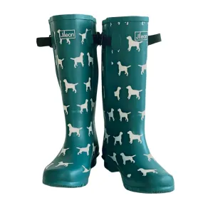 Extra Wide Calf Teal Dog Wellies - Fit 40-57cm calf - Wide in Foot and Ankle