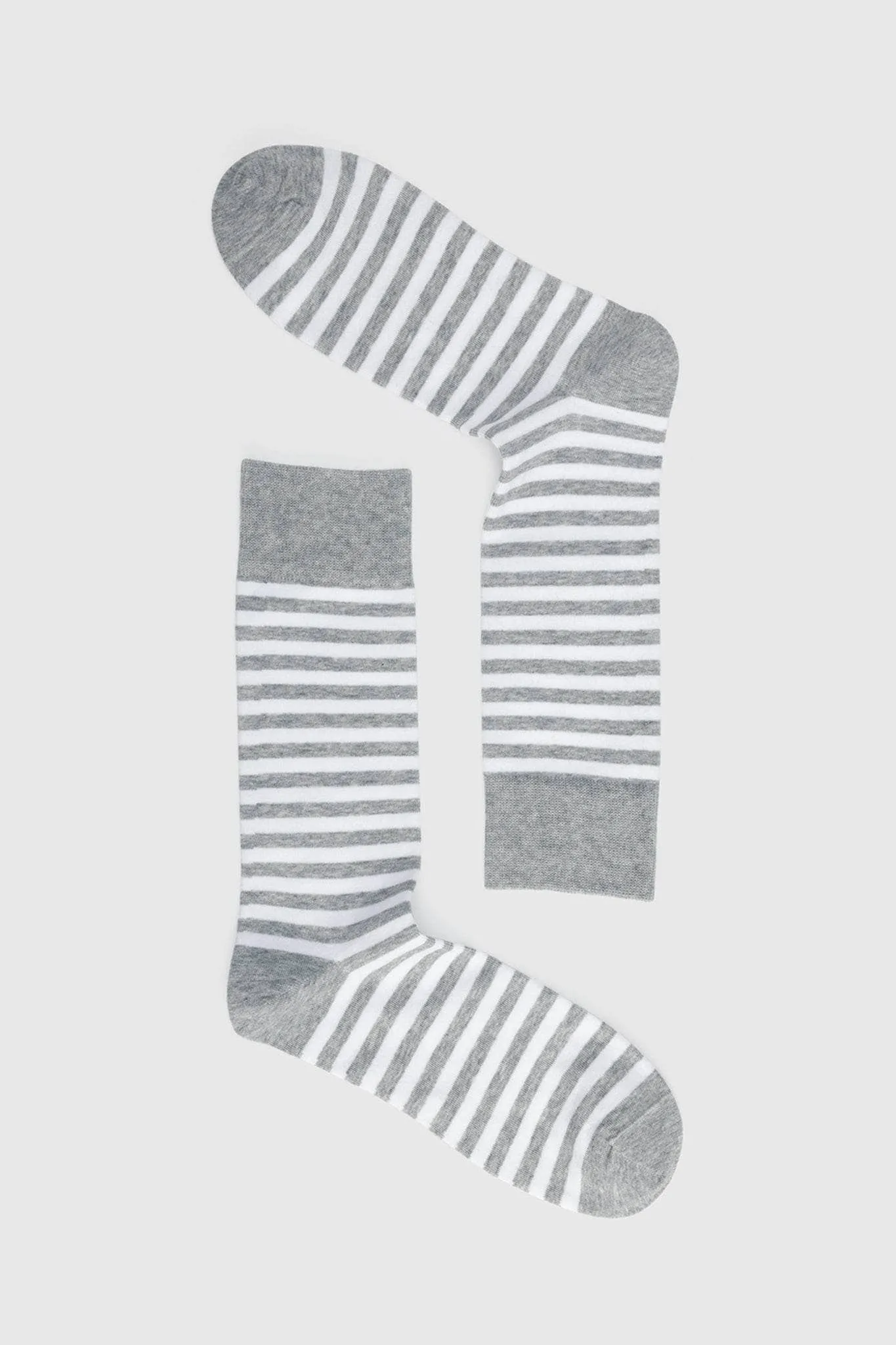 Grey and White Stripes Socks