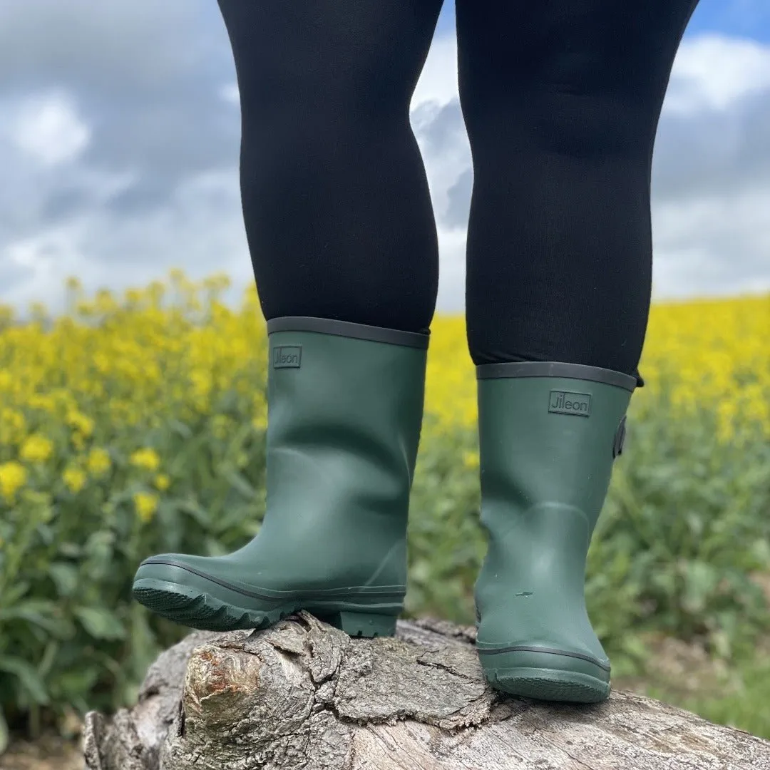 Half Height Dark Green Wellies - Wide Foot & Ankle