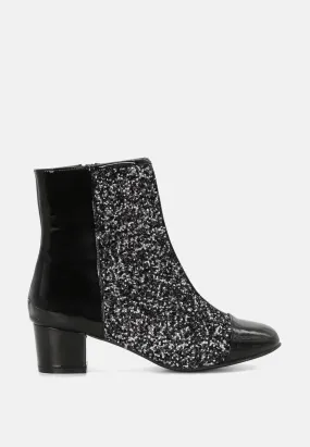 Joyce Black Patent Glittery Boots