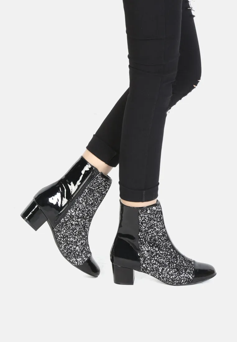 Joyce Black Patent Glittery Boots