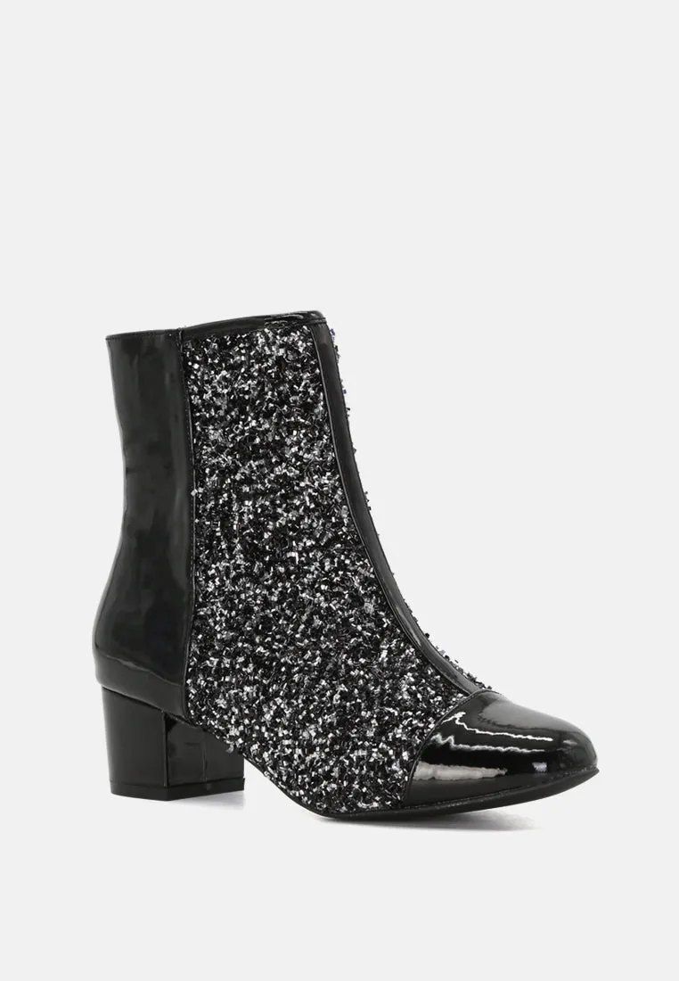 Joyce Black Patent Glittery Boots