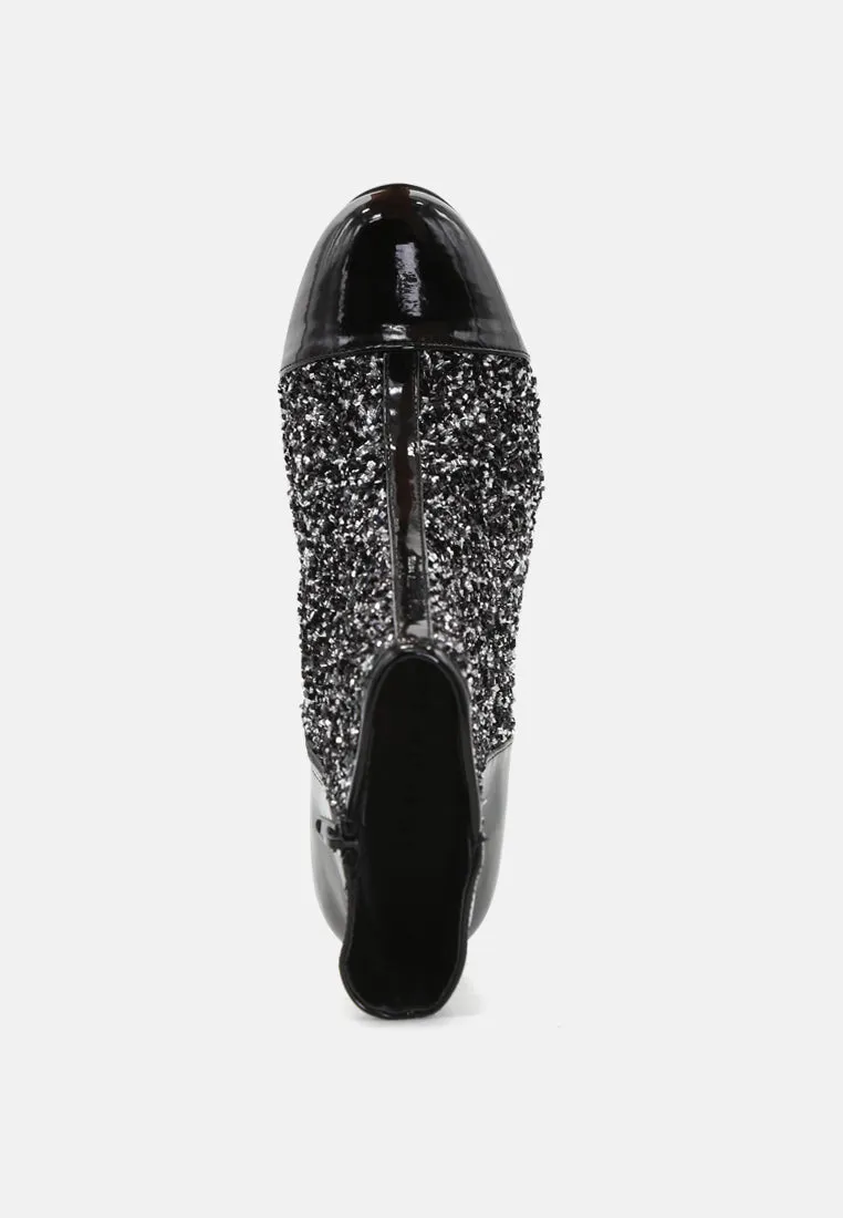 Joyce Black Patent Glittery Boots