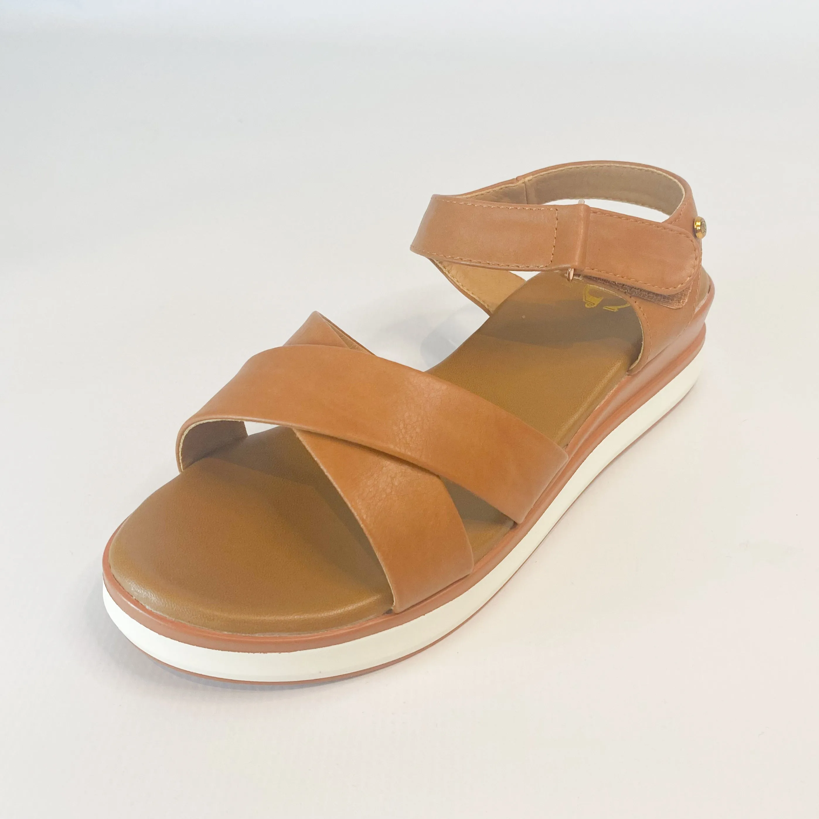 KG tan crossover wedge sandal