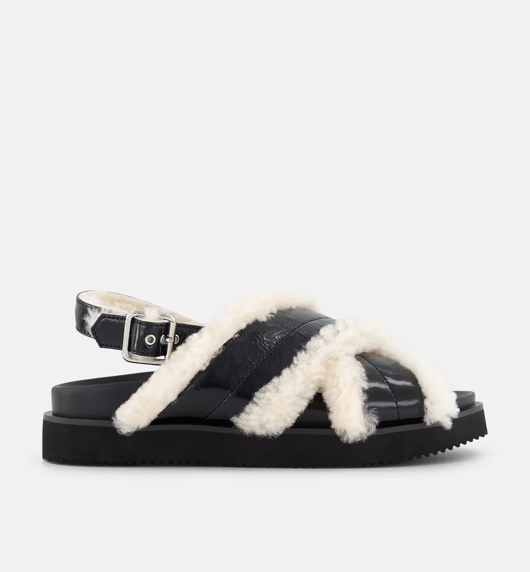 Love Shearling Sandal | Black Crush