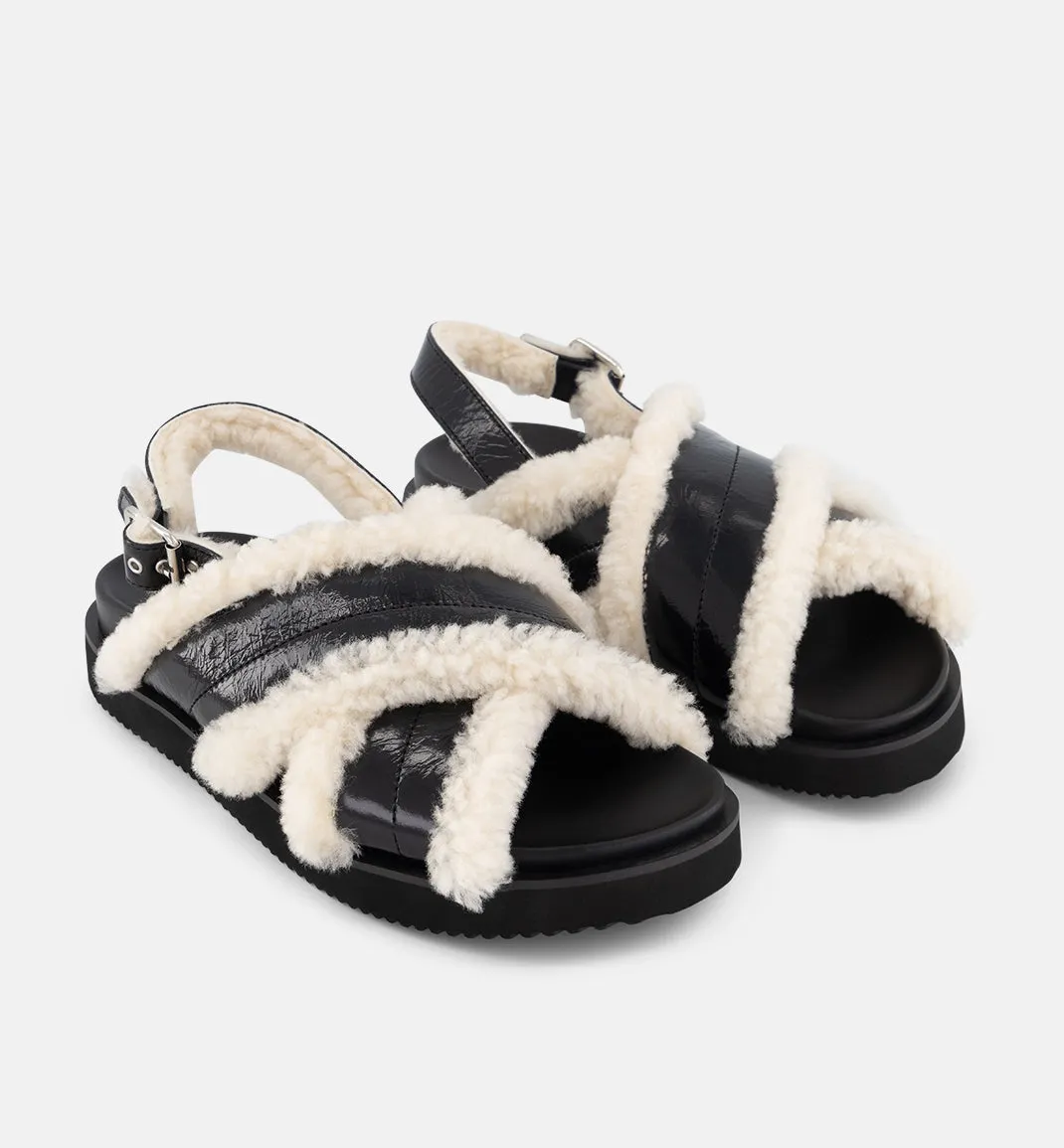 Love Shearling Sandal | Black Crush