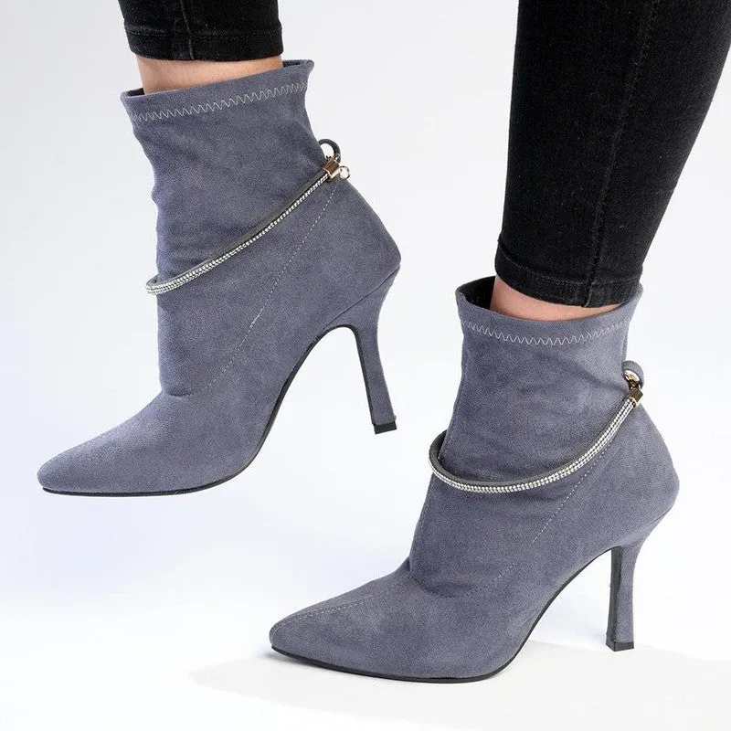 Madison Faune Chelsea HourGlass Heel Boot -Grey