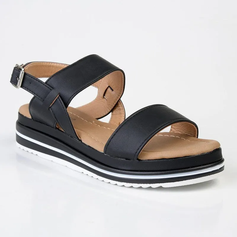 Madison Harper Espadrille Wedge Sandals - Black