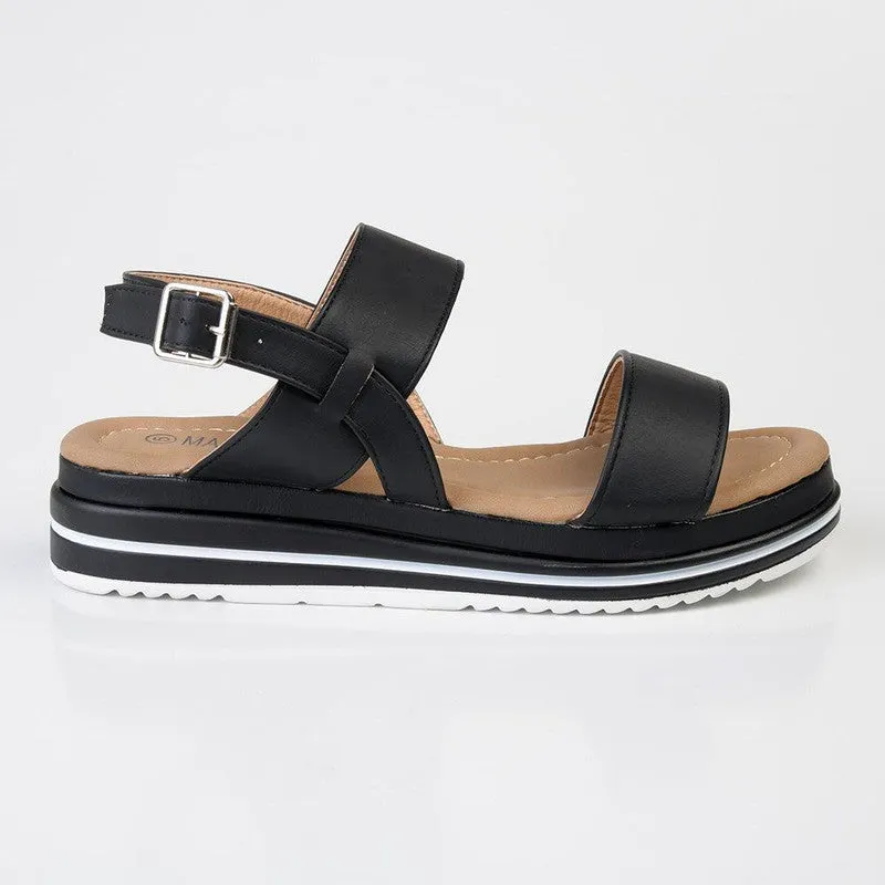 Madison Harper Espadrille Wedge Sandals - Black