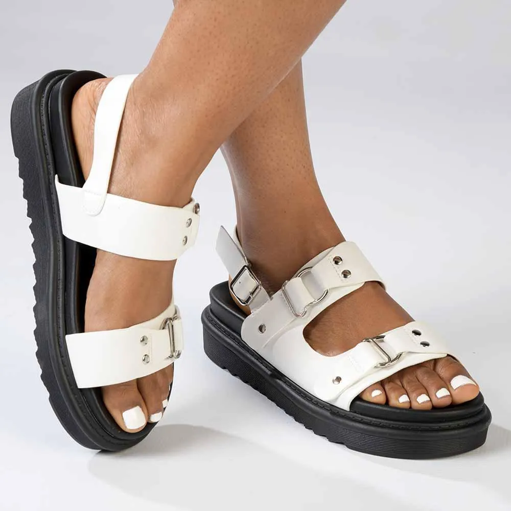 Madison Jagger Double Strap Footbed Sandal - White