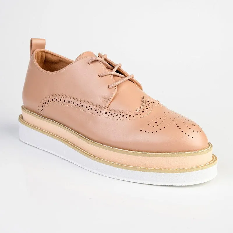 Madison Maya 2 Lace Up Brogues - Nude