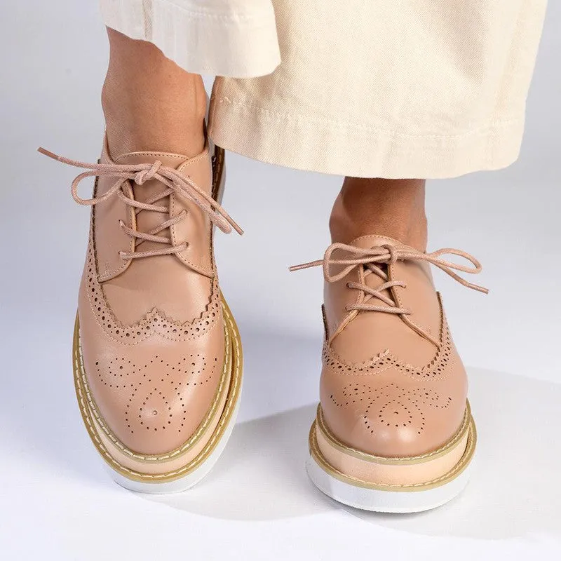 Madison Maya 2 Lace Up Brogues - Nude