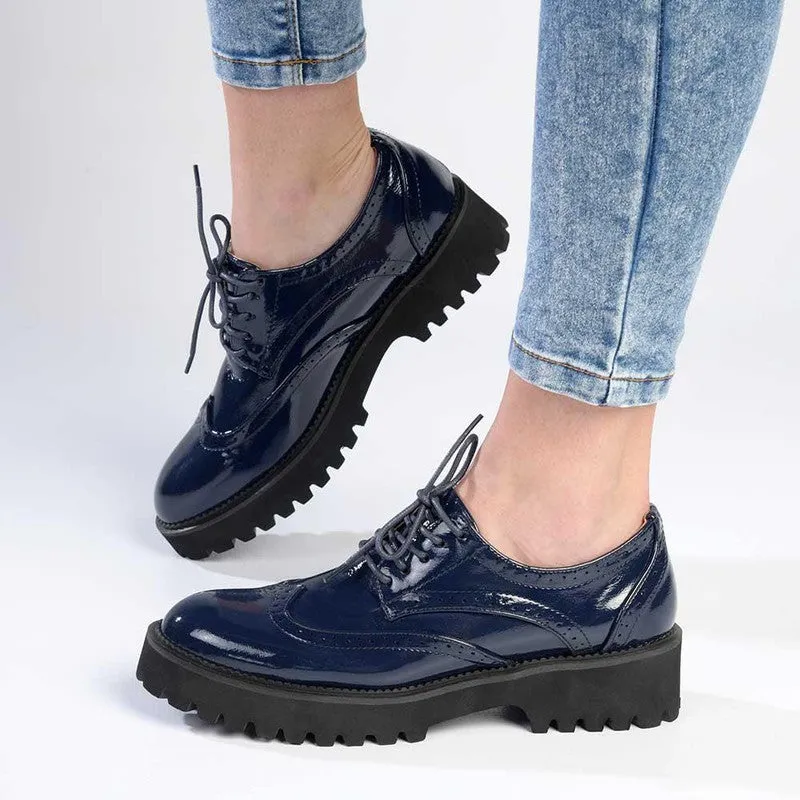 Madison Penelope Lace Up Shoe - Navy