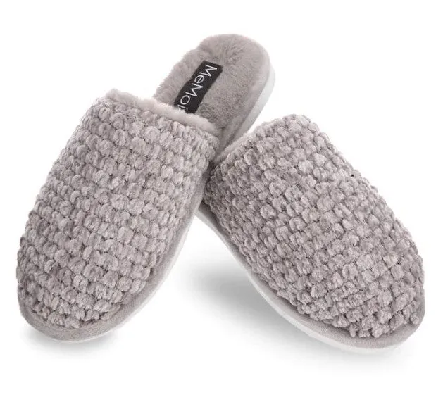 MeMoi Grey Chenille Slippers