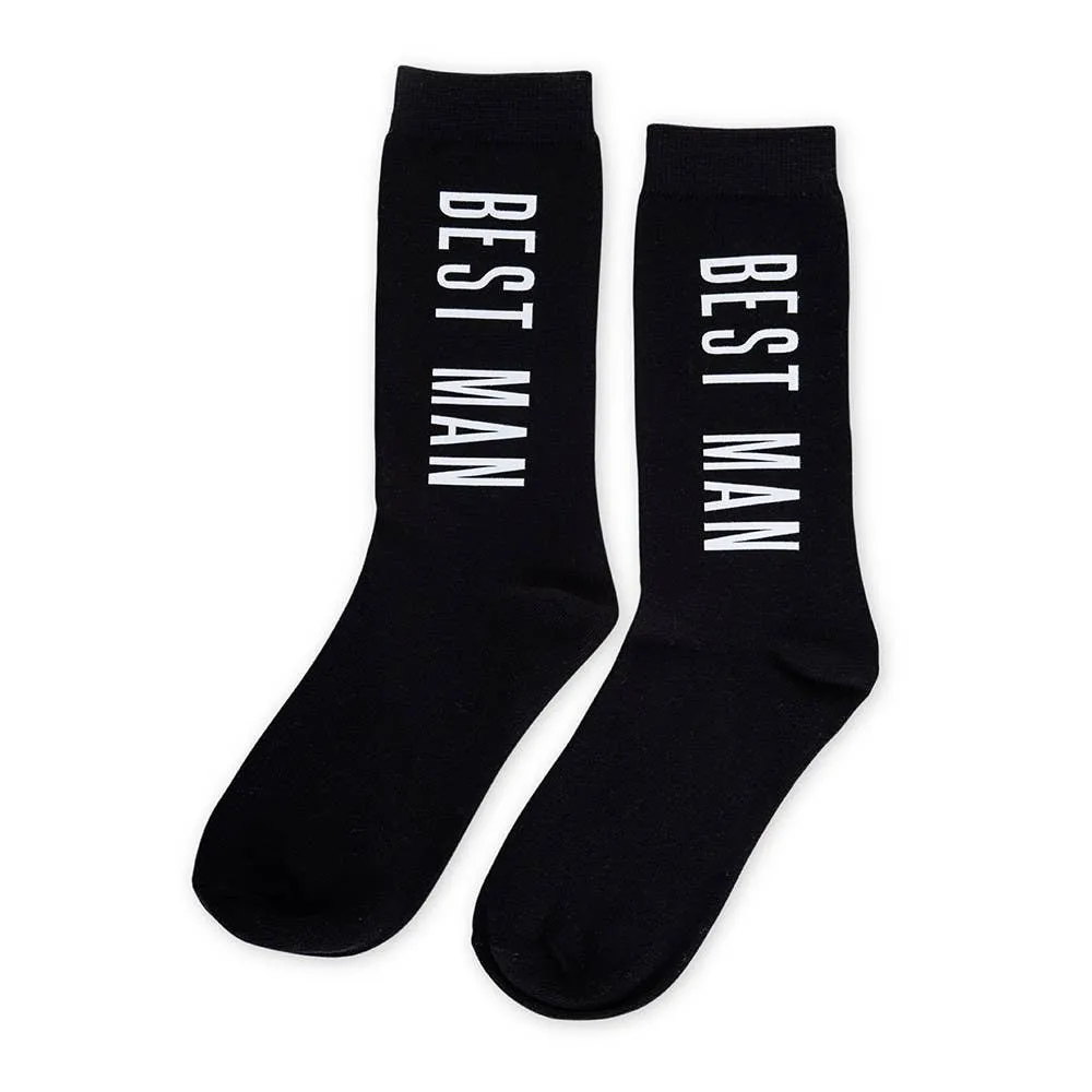 Mens Black Wedding Party Dress Socks - Best Man