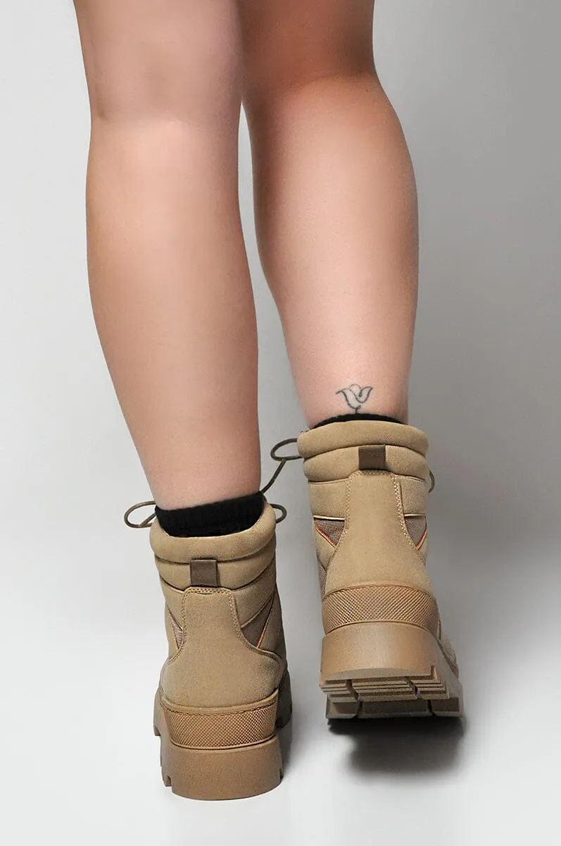 Stylish Mood Sand Combat Boots - Size 6 - Durable and Trendy Essentials