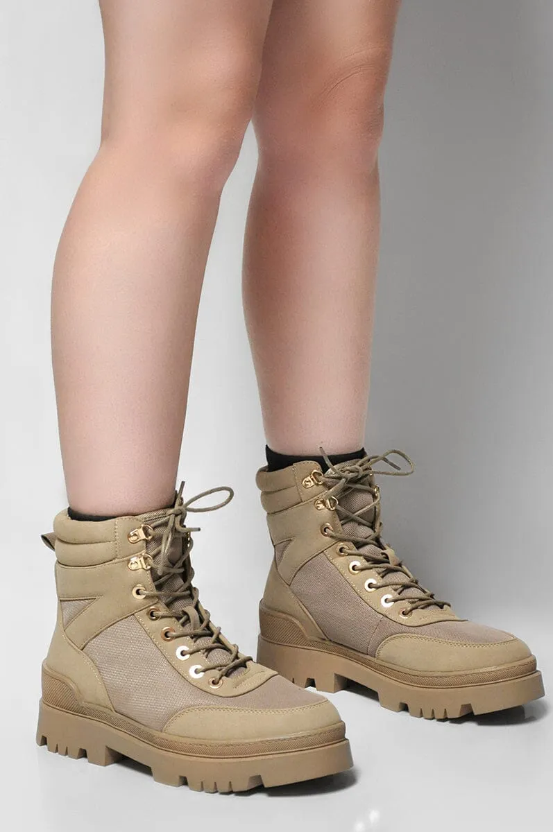 Stylish Mood Sand Combat Boots - Size 6 - Durable and Trendy Essentials