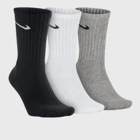 Nike Unisex 3 Pack Crew Cushioned Training Socks Black/White/Grey _ 168831 _ Multi