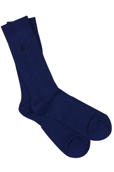 Royal Blue Ribbed Mens Bamboo Socks