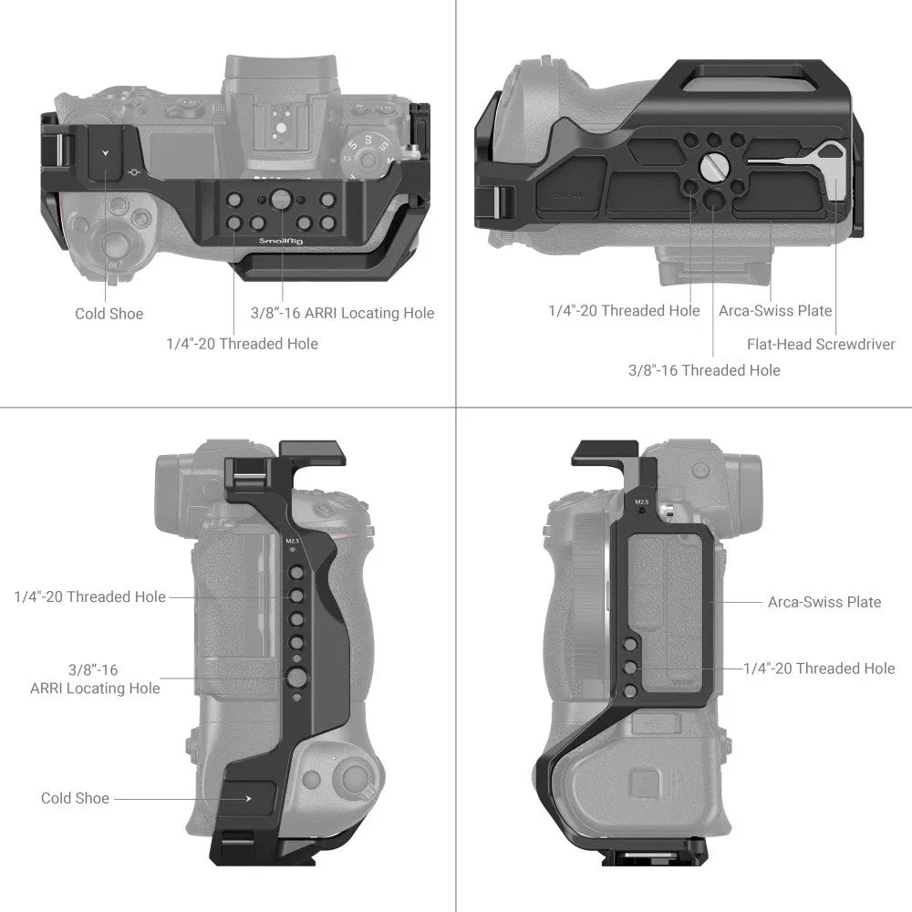 SmallRig Camera Cage for Nikon Z6 II / Z7 II with MB-N11 Battery Grip 3866