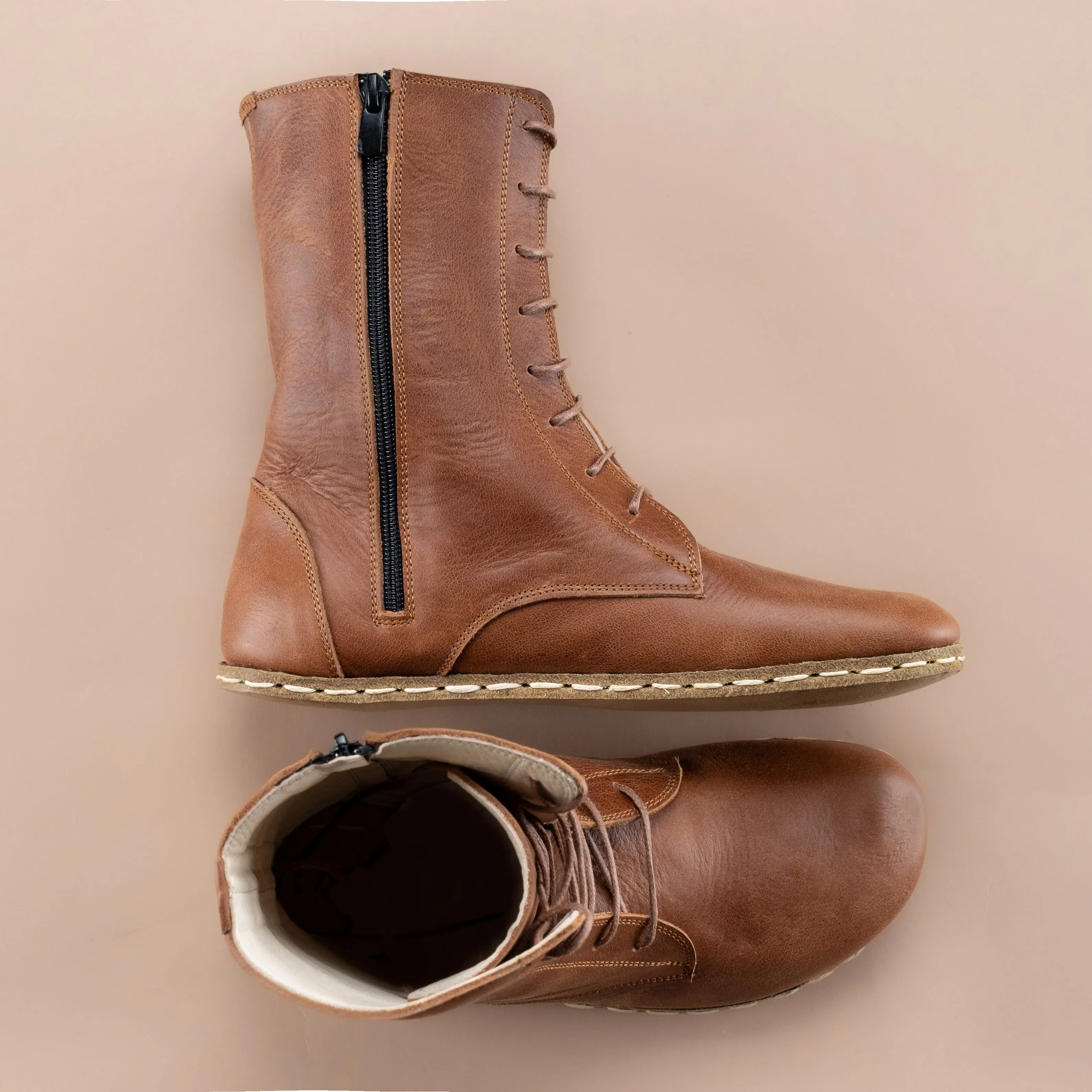 Women's Brown Barefoot High Ankle Boots