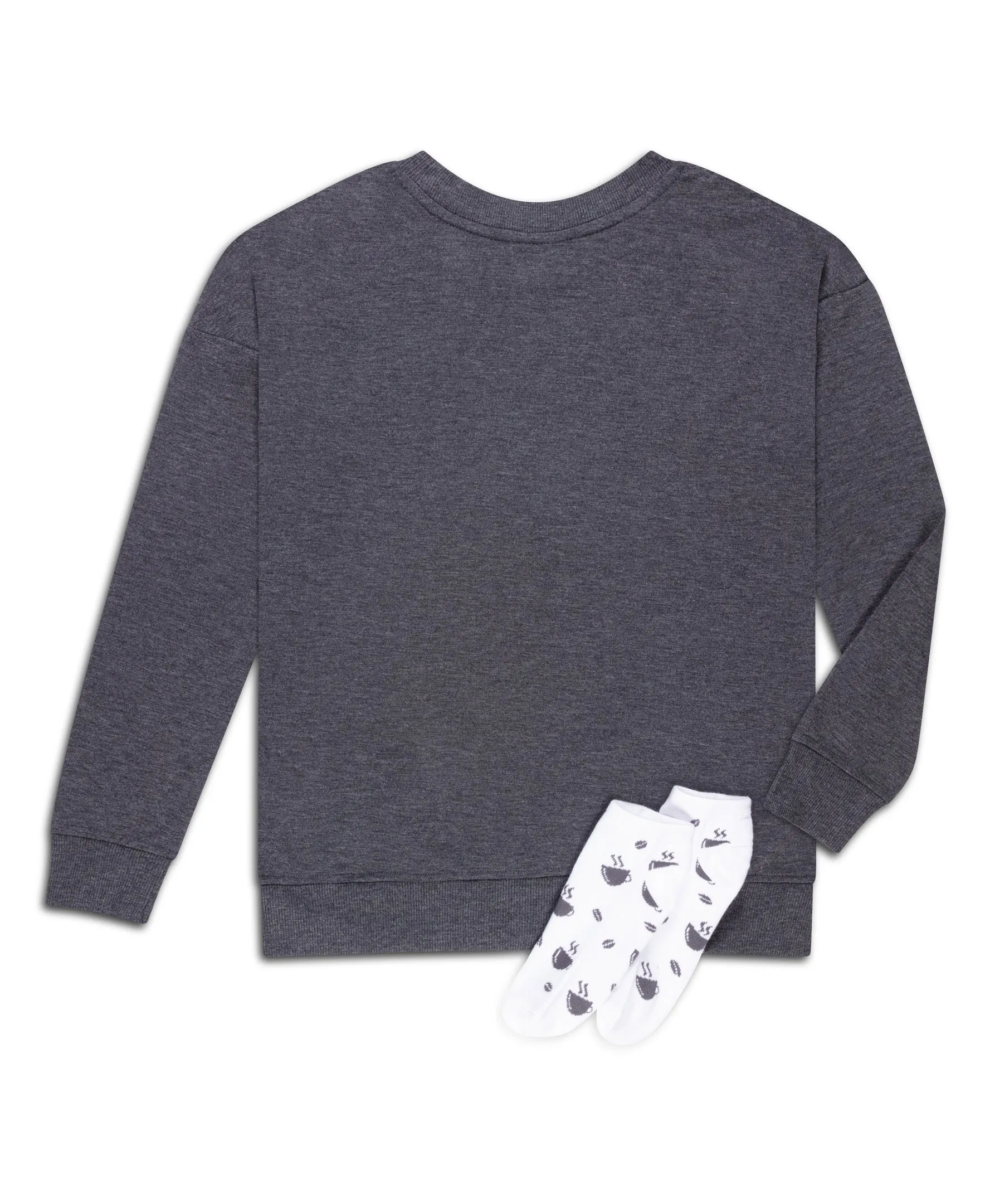 Women's "COFFEE" Drop Shoulder Sweatshirt and Socks Set